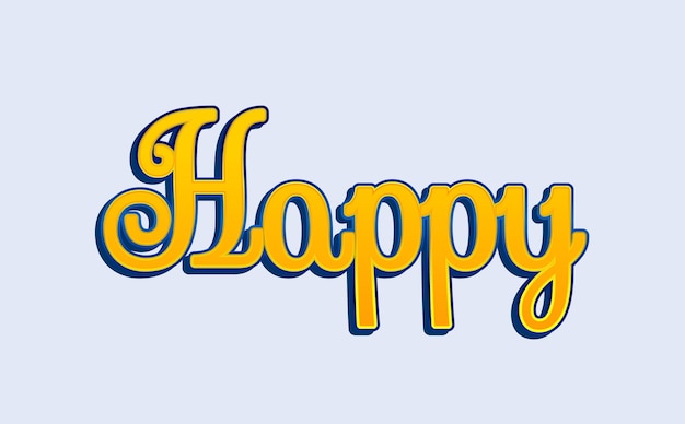 Editable text effect happy 3d style