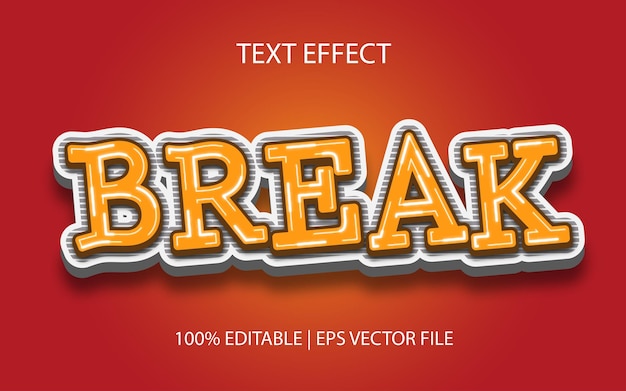editable text effect, italic break lettering with a line background