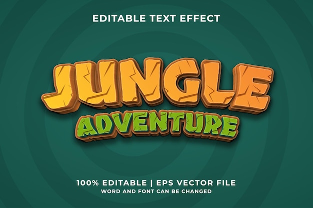 editable text effect - jungle adventure style template premium vector