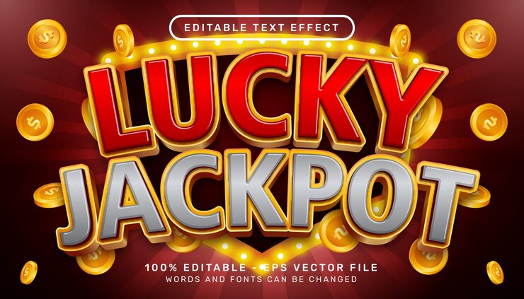 Editable text effect lucky jackpot casino 3d style concept