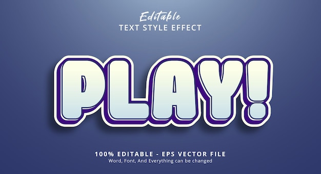 Editable text effect Play text on blue comic color style effect