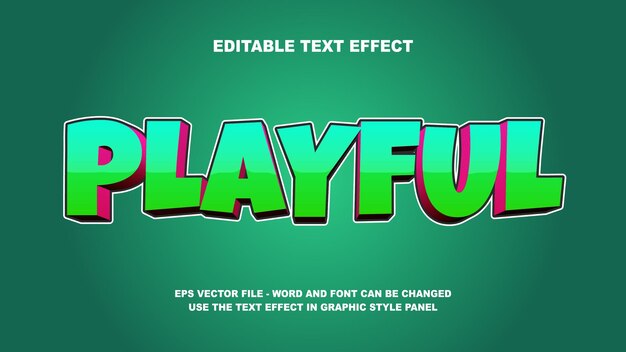 editable text effect playful 3d vector template