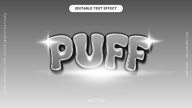 editable text effect puff simple gradient vector