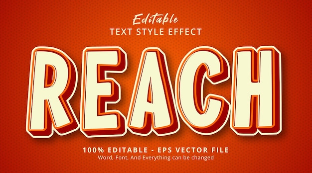 editable text effect, reach text on bright color style effect