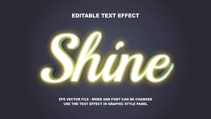 Vector editable text effect shine 3d vector template