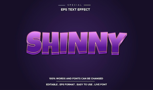 Editable text effect  shinny style