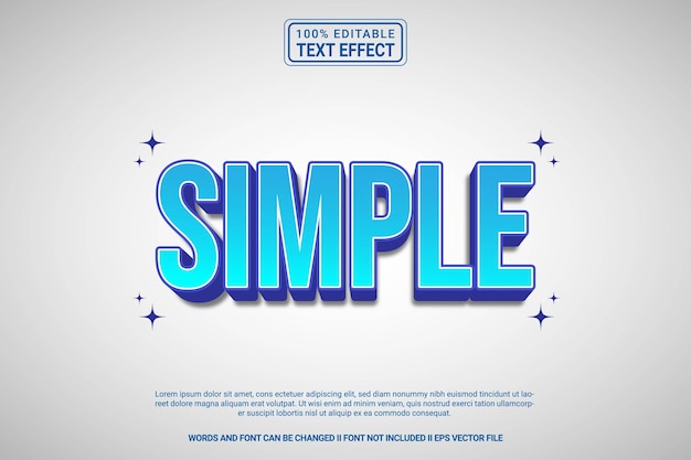 editable text effect simple 3d cartoon template style modern premium vector