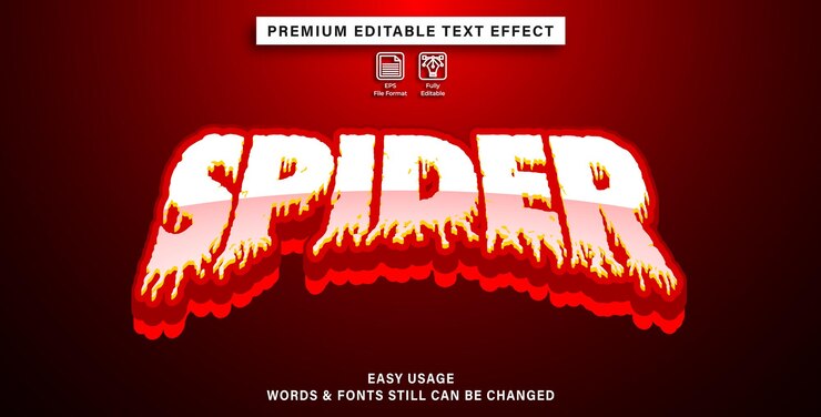 Vector editable text effect spider
