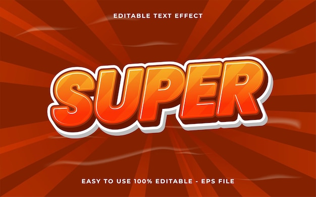 editable text effect super 3d cartoon template style premium vector