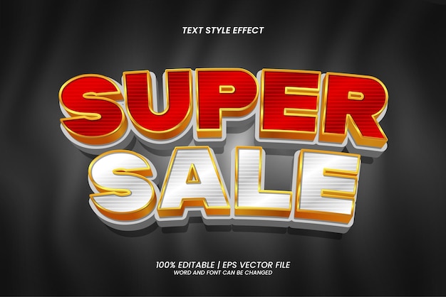 editable text effect super sale 3d bold style