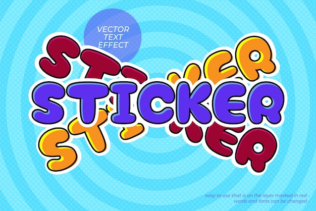 Editable text effect three sticker font style graphics illustration
