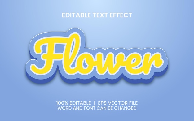 Editable text effect with realistic colorful flower style