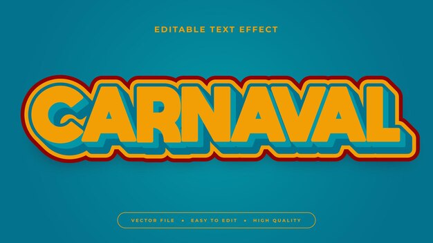 Editable text effect Yellow carnaval text on blue background