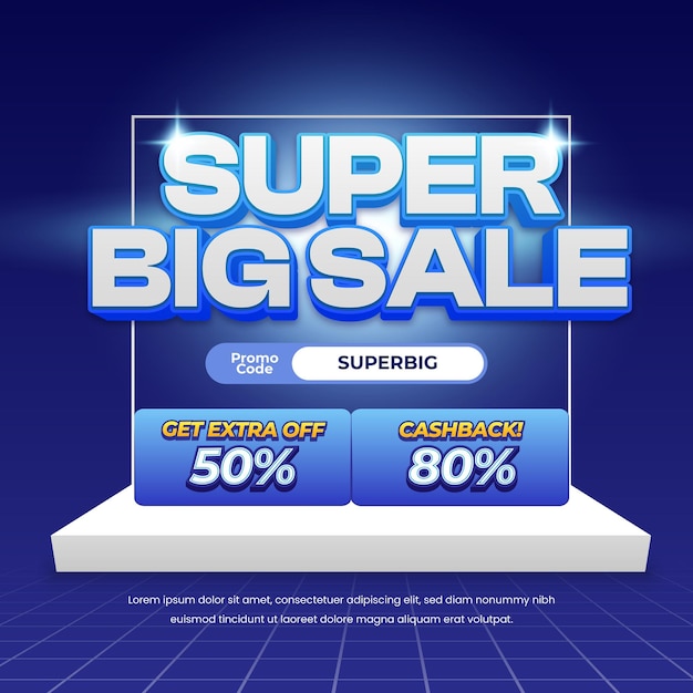Editable text Super sale discount deals dark blue gradient board banner template