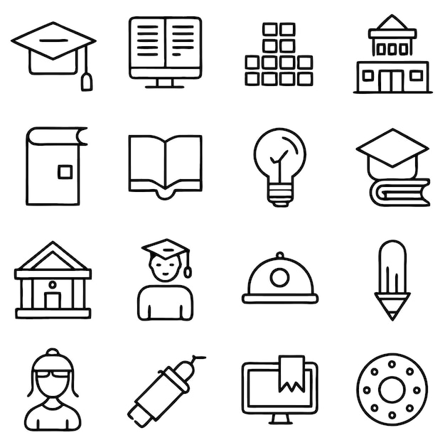 Education and Elearning Icons Set Collection Vector Illustration