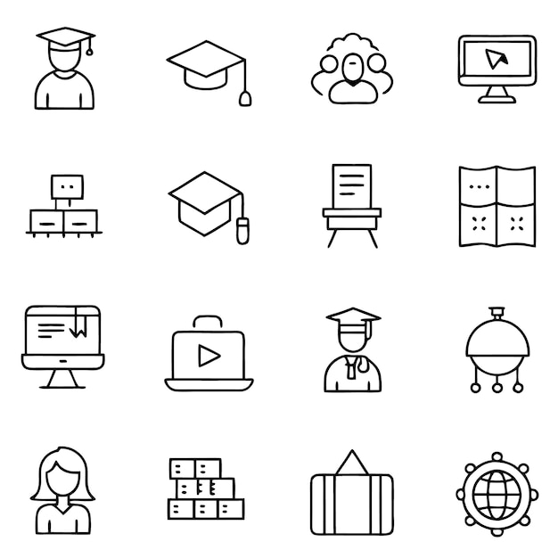 Education and Elearning Icons Set Collection Vector Illustration