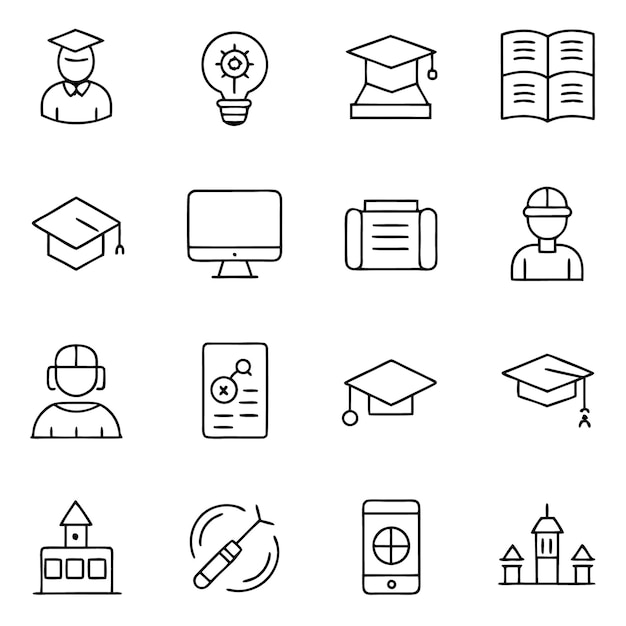 Education and Elearning Icons Set Collection Vector Illustration