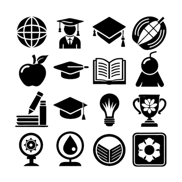 education and learning icon set collection vector for ui documents websites and mobile applications
