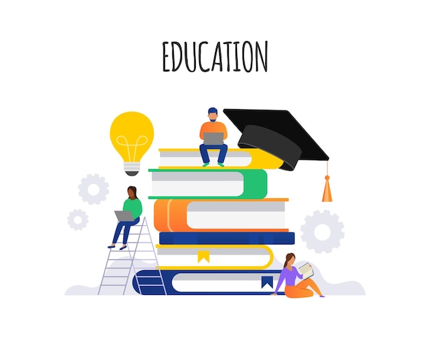 Education concept People study with books Graduation cup Back to school