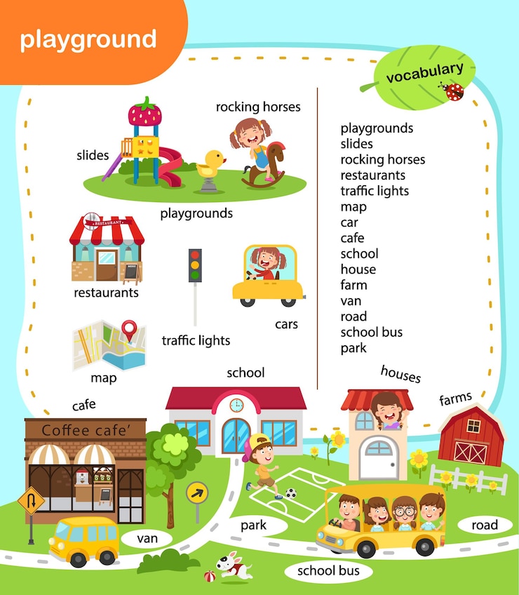 Vector education vocabulary playground vector illustration