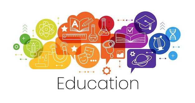 Educational and Self Development Concept icons Concept for trainings seminars back to school