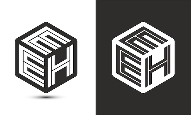 EEH letter logo design with illustrator cube logo vector logo modern alphabet font overlap style