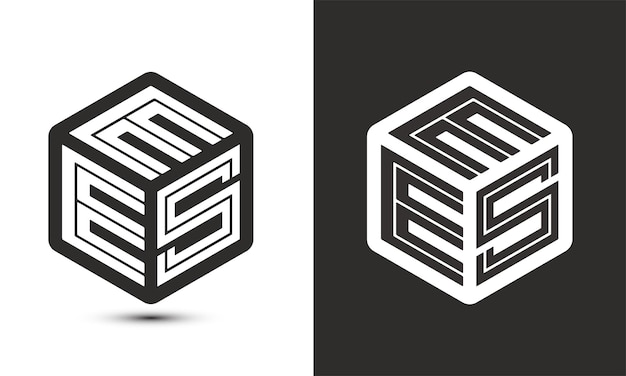 EES letter logo design with illustrator cube logo vector logo modern alphabet font overlap style