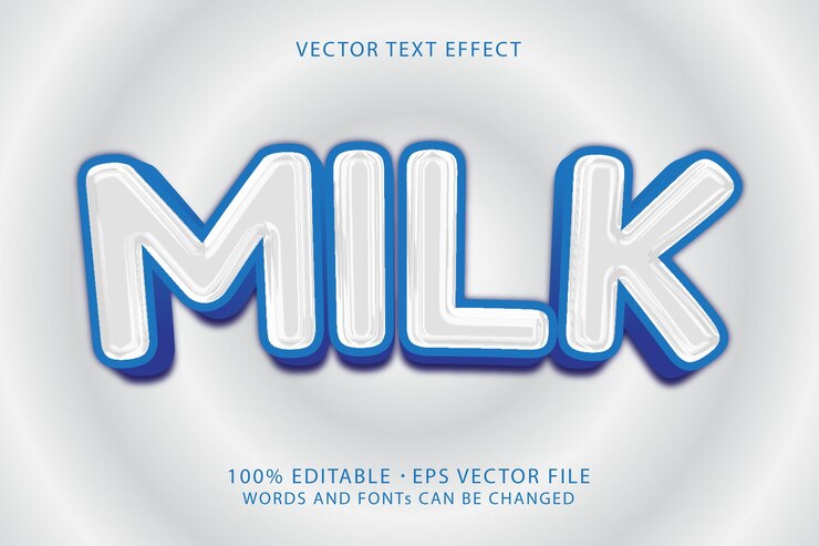Vector efek font teks susu yang dapat diedit