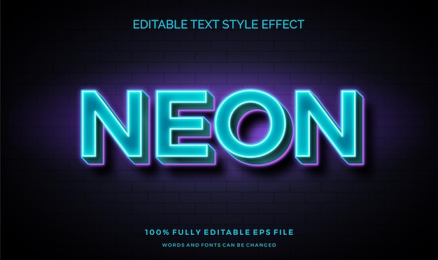 Efek gaya teks tanda dinding неоновый. шрифты yang dapat diedit