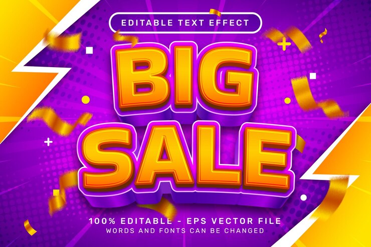 Efek Teks 3D Big Sale dan Efek Teks yang Dapat Diedit