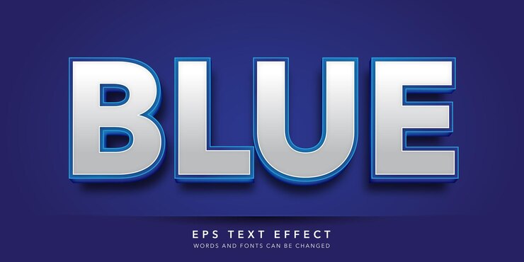Efek teks 3D bisa diedit biru