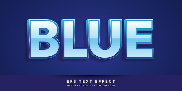 Efek teks 3D bisa diedit biru