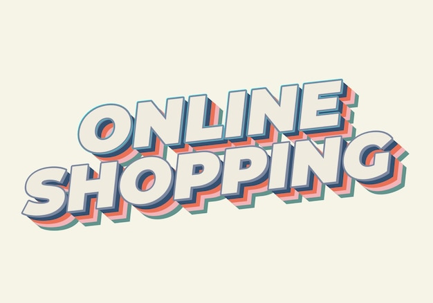 Efek Teks belanja Online dalam gaya 3D dengan warna modern