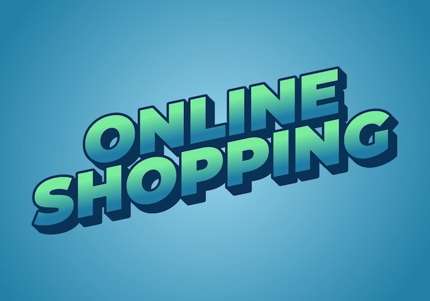 Efek teks belanja online dengan warna yang bagus dan tampilan 3D