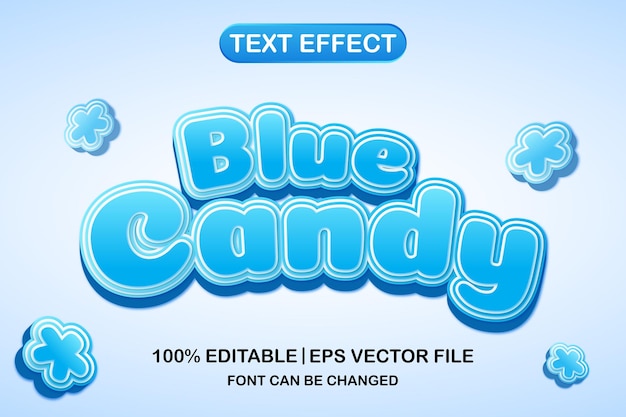 Efek teks bisa diedit 3D permen biru