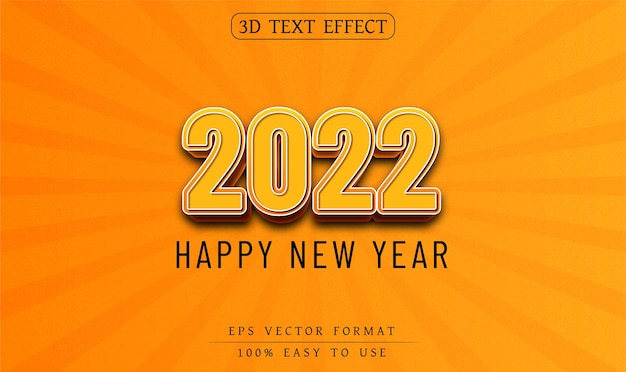 Efek teks bisa diedit selamat Tahun Baru 2022 gaya teks