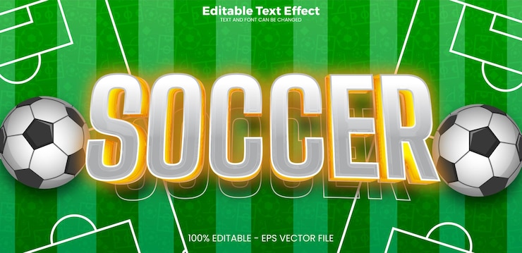 Vector efek teks bisa diedit sepak bola dalam gaya tren modern