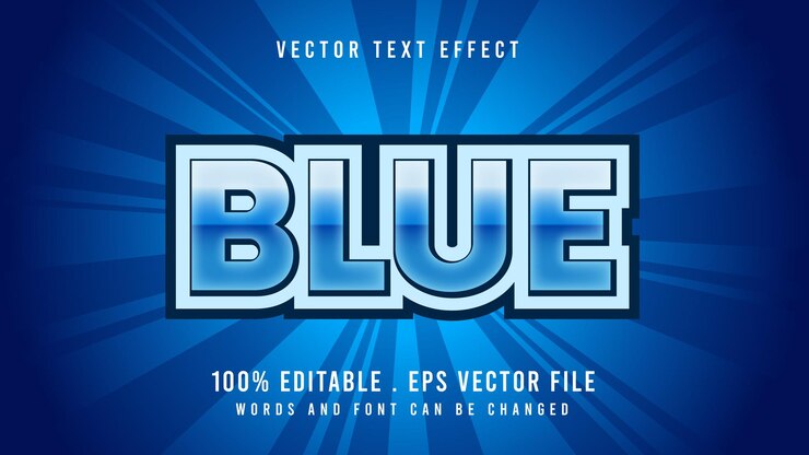 Vector efek teks gaya biru