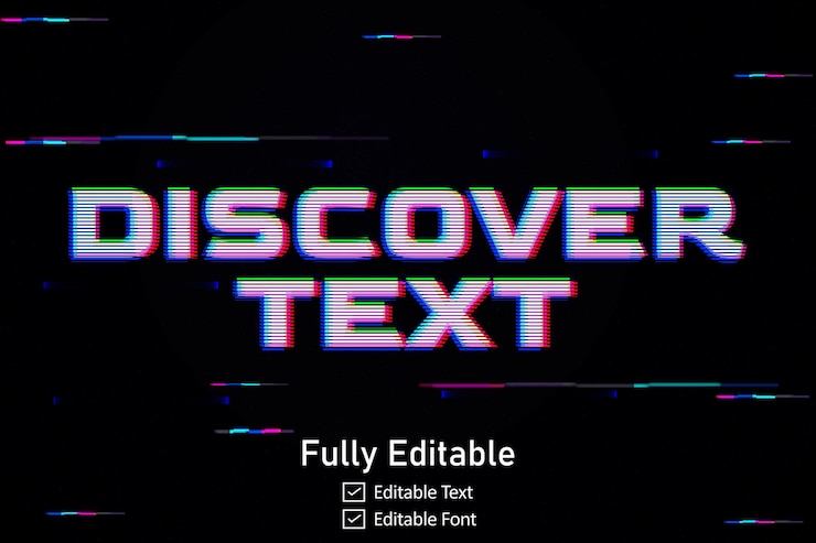 Vector efek teks glitch futuristik untuk teks video game untuk efek teks glitch cyberpunk yang bisa diedit