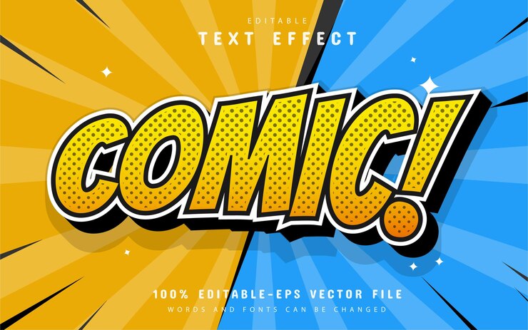 Vector efek teks komik bisa diedit
