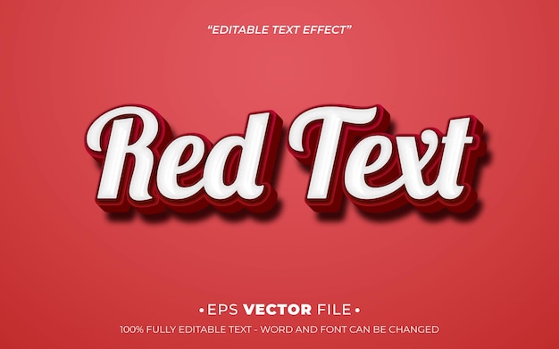 Efek teks merah vektor 3D yang bisa diedit