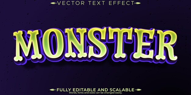 Efek teks monster Halloween efek horor bisa diedit dan gaya teks menakutkan