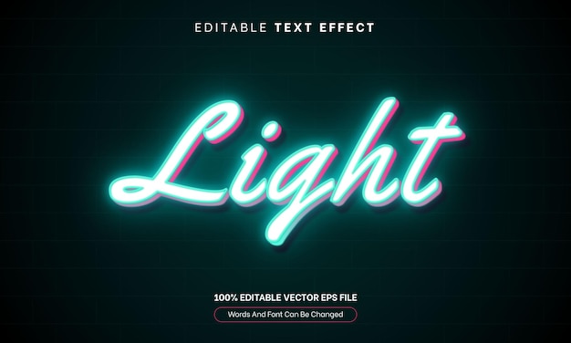 Efek teks neon 3D cahaya bersinar, efek teks yang bisa diedit