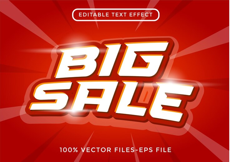 Efek teks penjualan yang dapat diedit, Vektor Premium