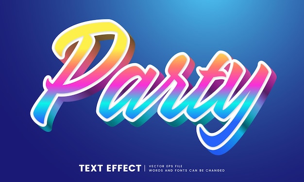 Efek teks pesta 3D warna-warni. Gaya font mewah yang dapat diedit yang sempurna untuk judul dan tajuk.