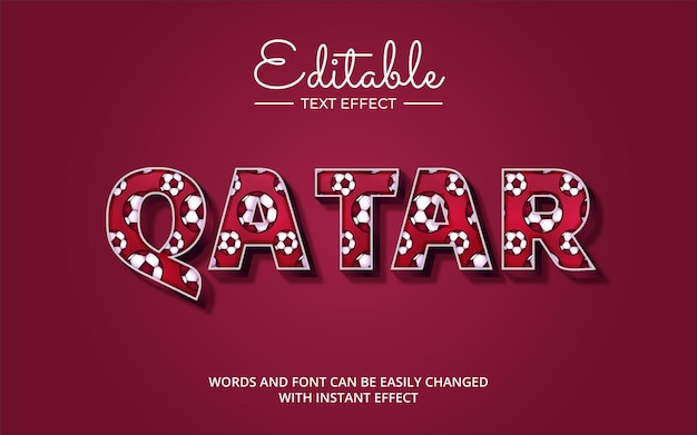 Efek teks qatar yang dapat diedit dengan pola bola di dalamnya