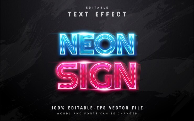 Vector efek teks rambu neon