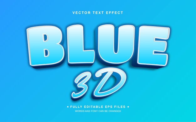 Efek Teks Vektor 3D yang Bisa Diedit dengan Latar Belakang Biru