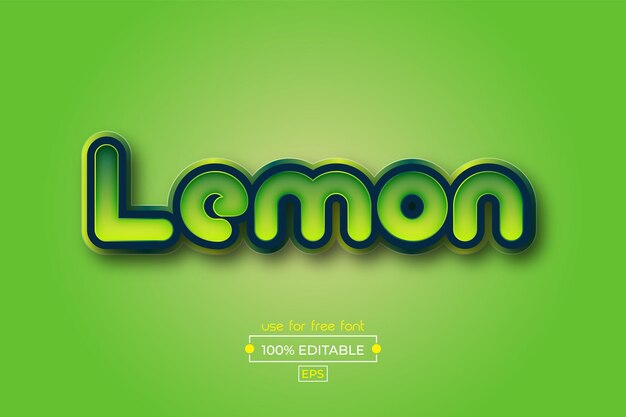 Efek teks yang dapat diedit gaya 3d Lemon