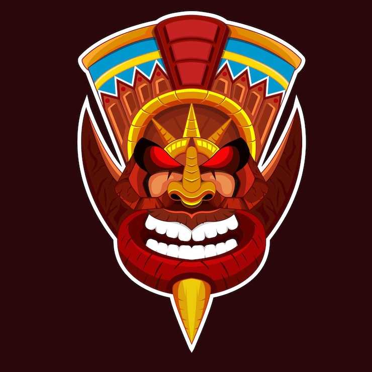 Vector egypt tiki mask head illustration mascot esport team